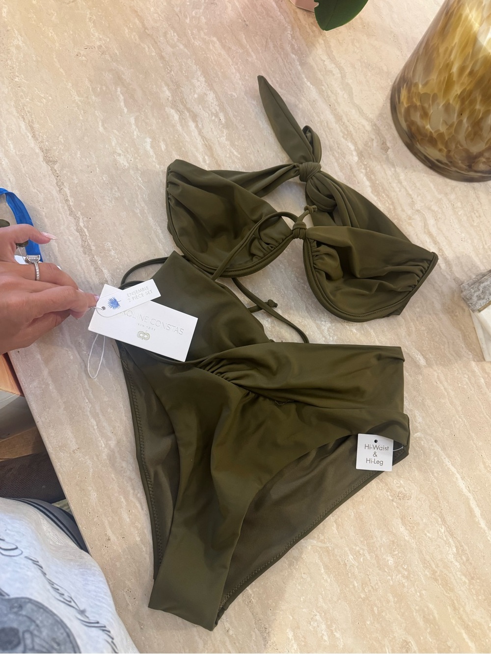 Caroline Constas brand New Olive Green Bikini SET